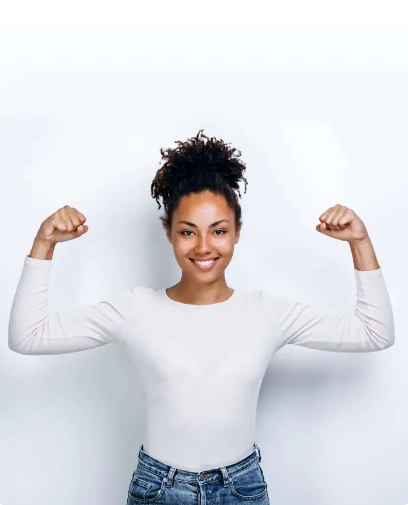 Happy, strong woman