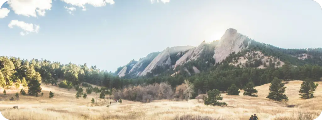 Colorado mountain landscape representing Sparkle Revolution’s Colorado roots and contact section. Flat Irons
